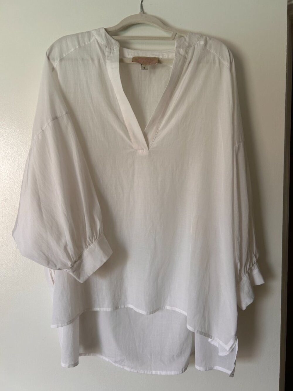 Rose & Crown White Viscose Cotton Popover Tunic Top - Small